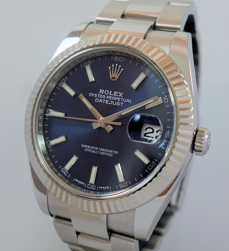 rolex blue dial white gold