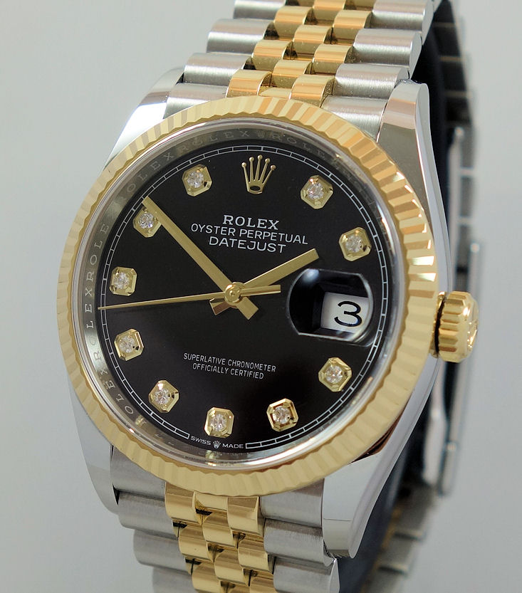 Rolex Datejust 36 Steel & Yellow-Gold, 2019 Model Black dial 126233 - Watchtime.com.au
